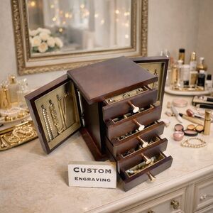 Elegant Wooden Jewelry Box with Custom Engraving